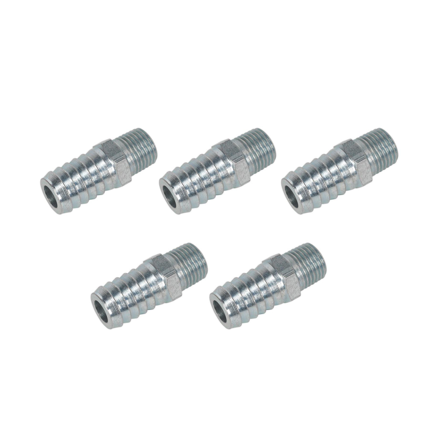 Sealey Screwed Tailpiece Male 1/4"BSPT - 1/2" Hose Pack of 5