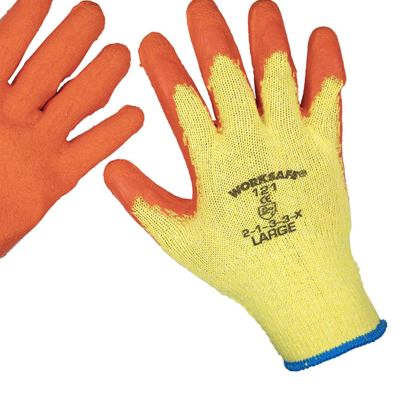 Sealey Latex Coated Work Gloves Builder Gardening Safety Grip Large 12 Pairs