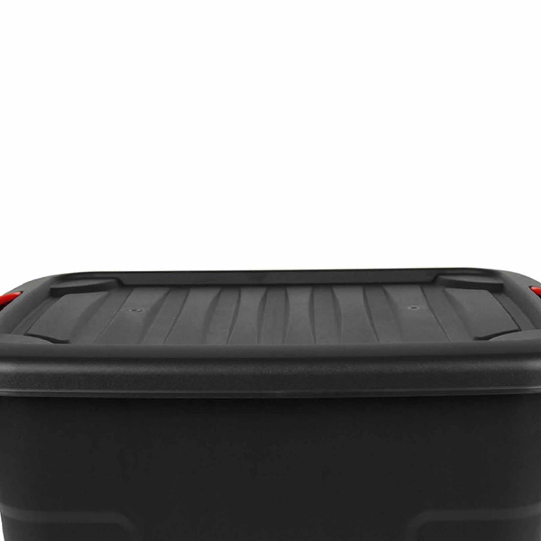 42L Heavy Duty Storage Box with Lid & Latches Plastic Holes Padlock Stackable