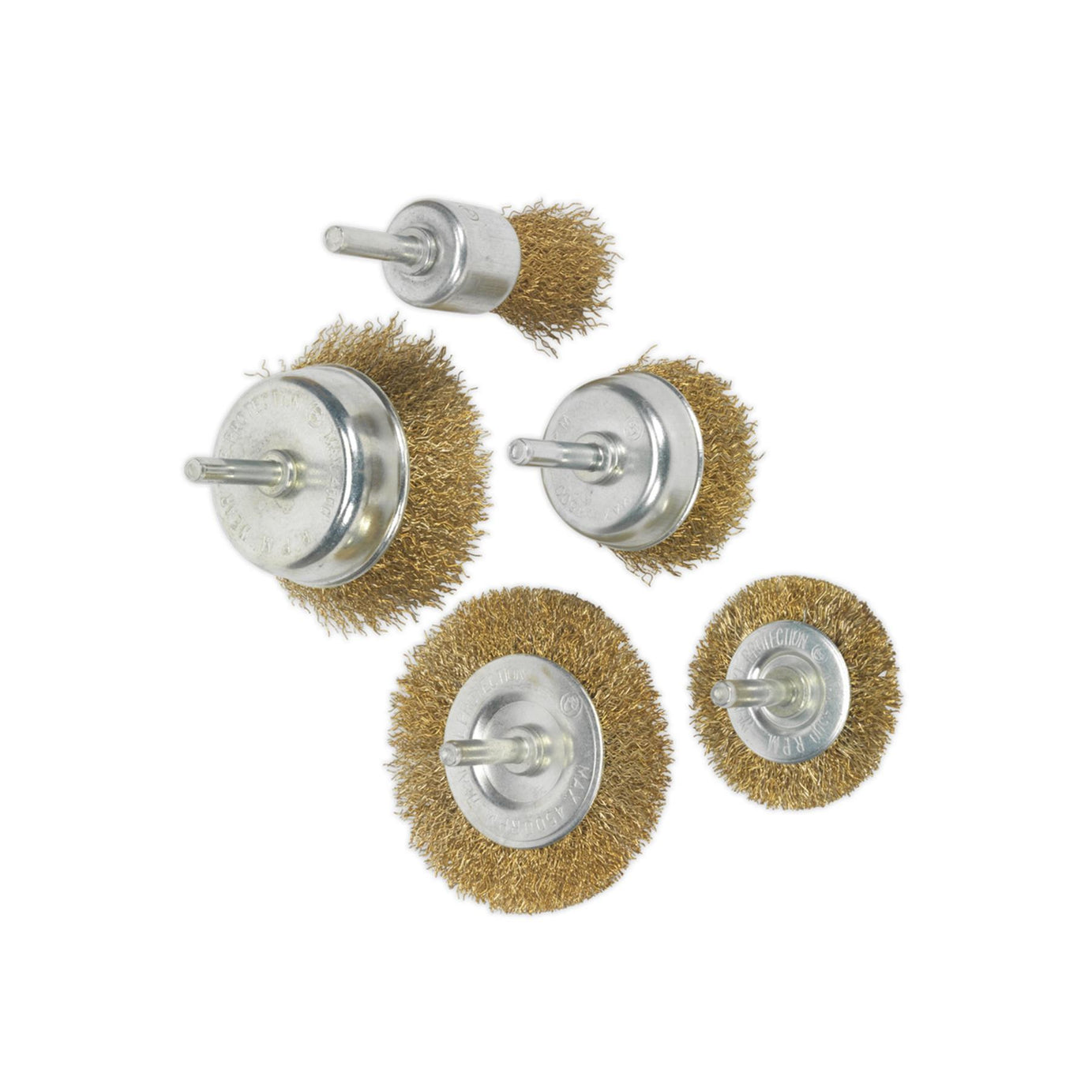 Sealey Wire Brush Set 5pc Brassed