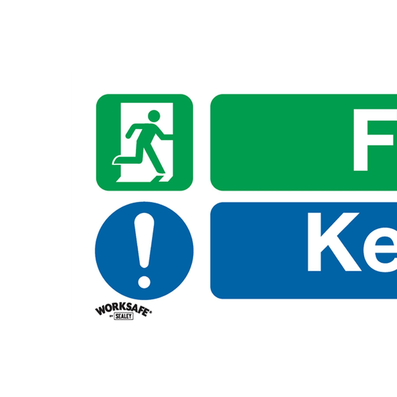 Sealey Safety Sign - Fire Exit Keep Clear - Self-Adhes. Pack of 10